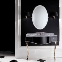 Devon Audrey Консоль (111х57,5хh89,5/99,5см) мрамор BIANCO CARRARA c 1отв; корпус цвет:черн.с кантом белым; ножки цвет: св.золото (без раков SWINDON)