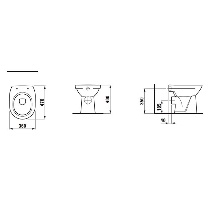 Laufen Pro Унитаз напольный 470x360x400 мм, выпуск горизонтальный, белый