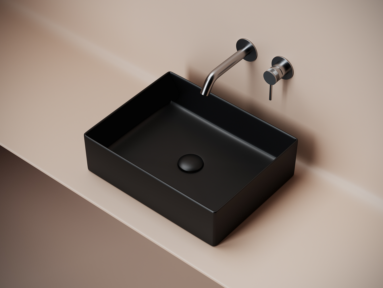 Раковина накладная прямоугольная Элемент (Element) 361x471x130, цвет черный матовый, арт.СN6069MB, артикул CN6069MB