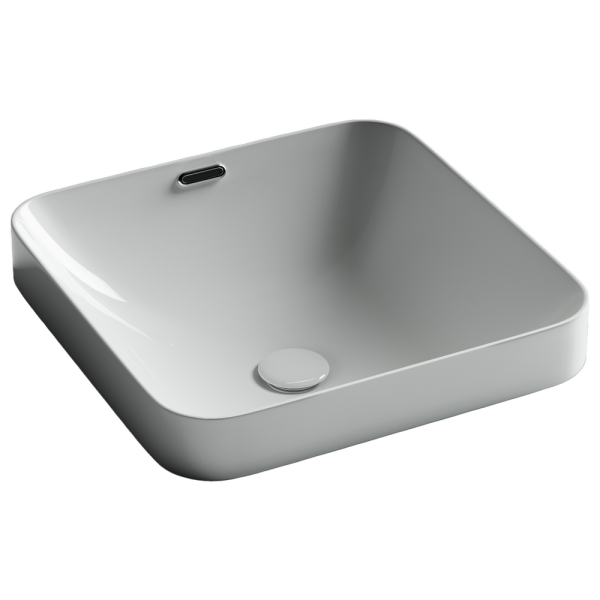 Раковина встраиваемая сверху Ceramicanova Элемент (Element) с отверстием слива - перелива квадратной формы 438x438x172 мм цвет белый арт. CN6077