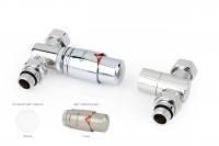 Автоматический терморегулятор прямой G 1/2" НР х G 3/4" НГ (набор) (Белый - Сталь)