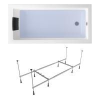 Комплект 3 в 1 Lavinia Boho Element S1-3709008P, акриловая ванна 170x80 см, усиленный металлический каркас с монтажным набором, мягкий силиконовый подголовник