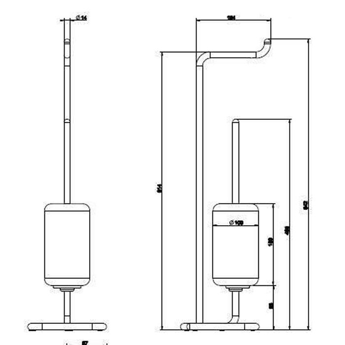 Gessi Goccia Стойка с держателем для туалетной бумаги и ершиком, напольная, цвет: белый/черный