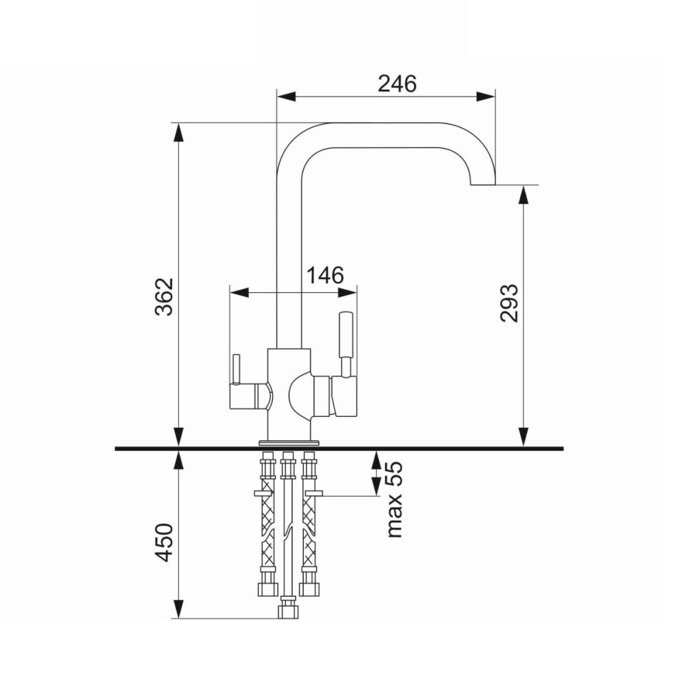 Смеситель для кухни Ulgran UQ-019-09, асфальт, артикул UQ-019-09