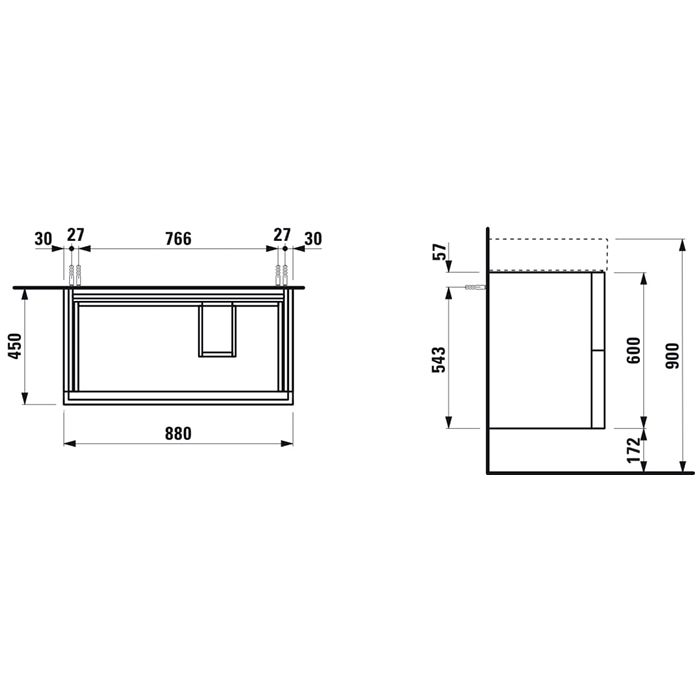 Laufen Kartell Раковина 900х460х120мм без перелива, без отв. под смеситель, со скр сливом, полка слева, цвет: белый, артикул 8.1033.9.000.112.1