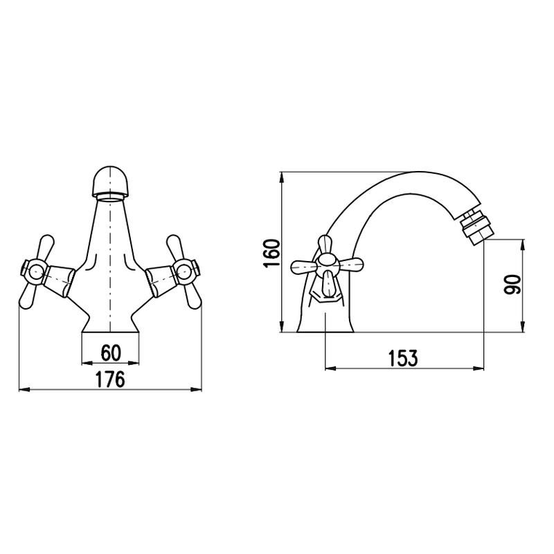 Смеситель для биде Rav Slezak MORAVA MK343.5SM, бронза, артикул MK343.5SM