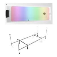Комплект 4 в 1 Lavinia Boho Rock S3-3707005P, акриловая ванна 150x75 см, усиленный металлический каркас с монтажным набором, мягкий силиконовый подголовник, хромотерапия