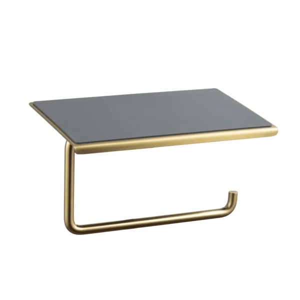 Держатель для туалетной бумаги с полочкой Shevanik SZ15G, золотой сатин