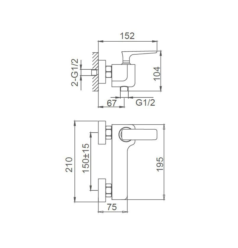 Смеситель для душа WONZON & WOGHAND SHARK, Хром (WW-484101-CR)