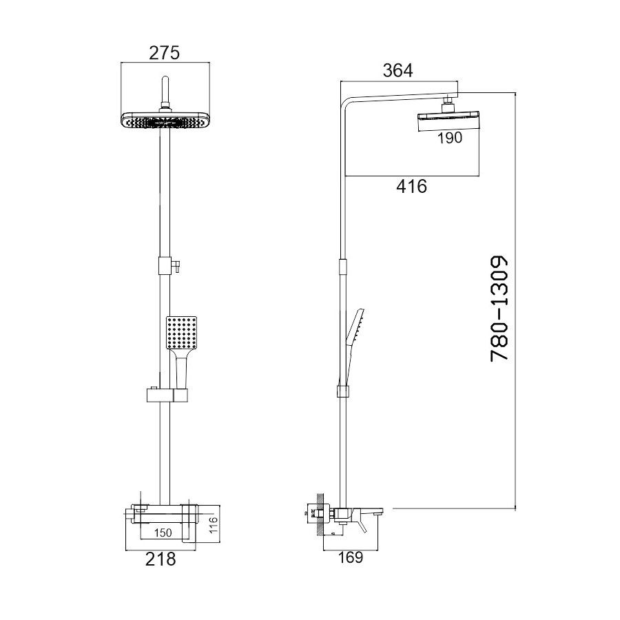 Душевая система Haiba HB24818-7, черный, артикул HB24818-7