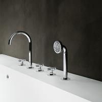 Fantini Icona Classic Смеситель на борт ванны, 5 отв., излив 160мм, с ручн.душем, цвет: хром