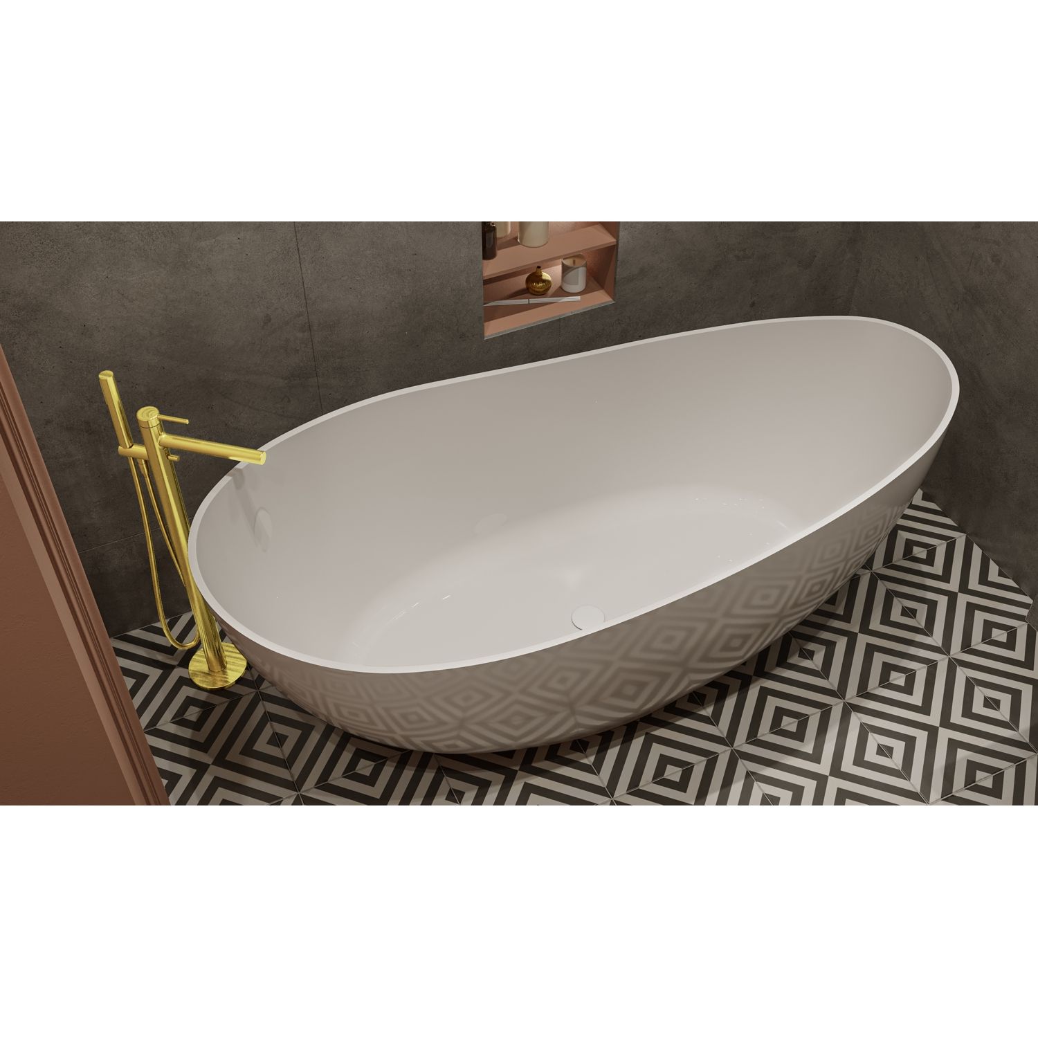 Ванна WHITECROSS Ruby 170x75 (белый глянец) иск. камень