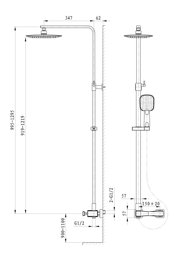 Душевая система WONZON & WOGHAND TRIUMPH, Хром (WW-564601-CR), артикул WW-564601-CR
