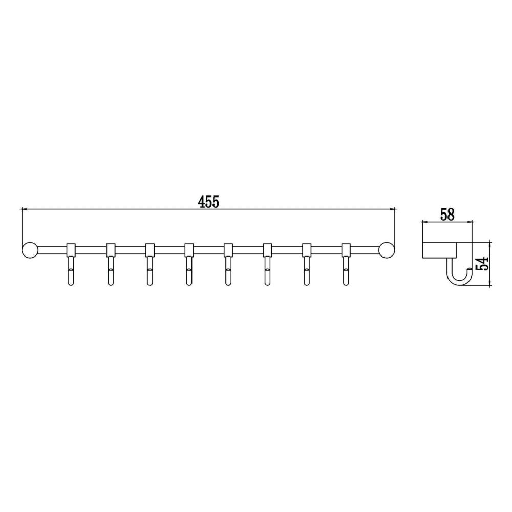 Планка с крючками Savol S-006208, хром