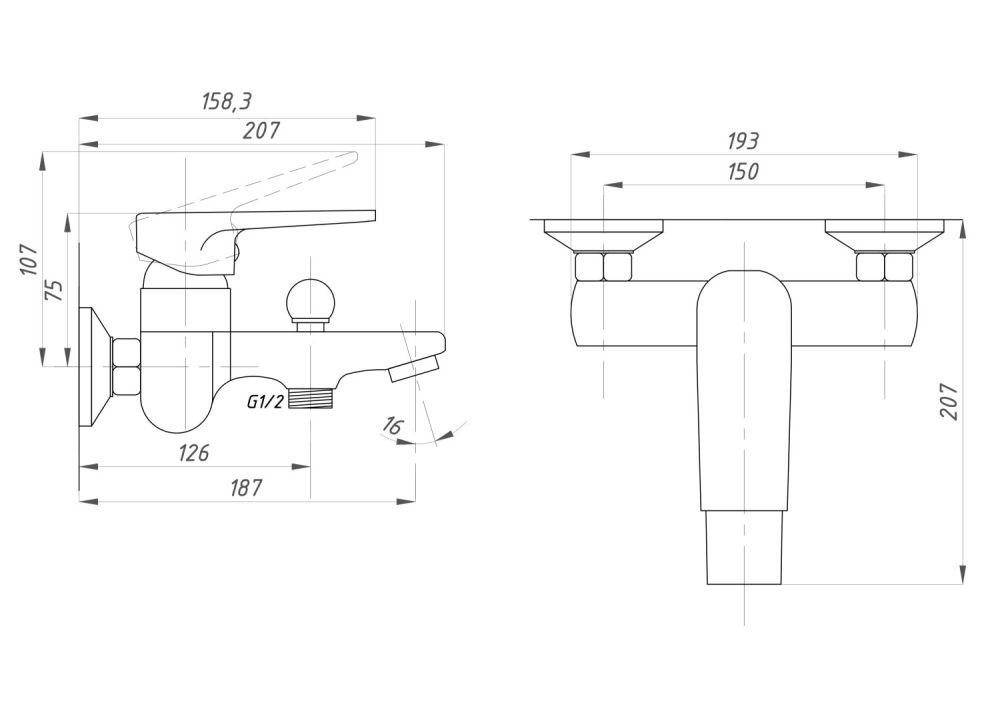 Смеситель для ванны с душем  ПСМ-Профсан Серия-400 (PSM-400-1) тип См-ВОРНШлА, артикул PSM-400-1