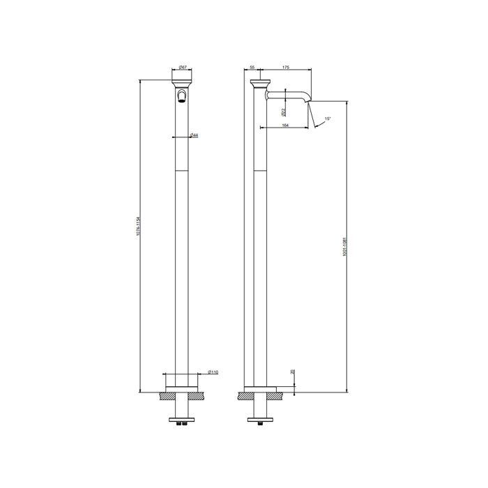 GESSI Origini Смеситель напольный (внешняя часть)., в компл с отделочной вставкой, цвет: хром