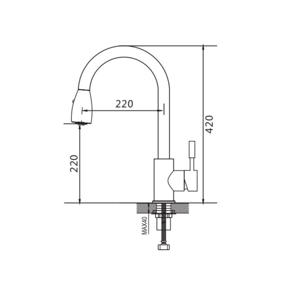 Смеситель для кухни с выдвижным изливом Raffine F213G, золотой сатин