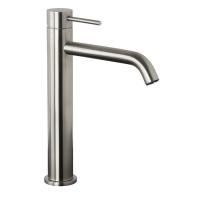 FIMA|Carlo Frattini Spillo Steel Смеситель для раковины высокий, высота 313 мм., на 1 отверстие, с донным клапаном click-clack, цвет INOX