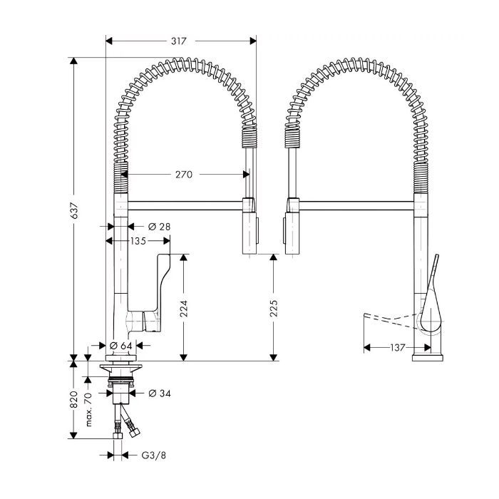 AX Citterio Смеситель для кухни , цвет шлифованный черный хром