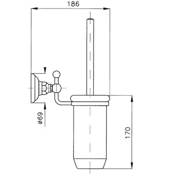 Nicolazzi Accessori Туалетный ёршик настенный, цвет: бронза/белый