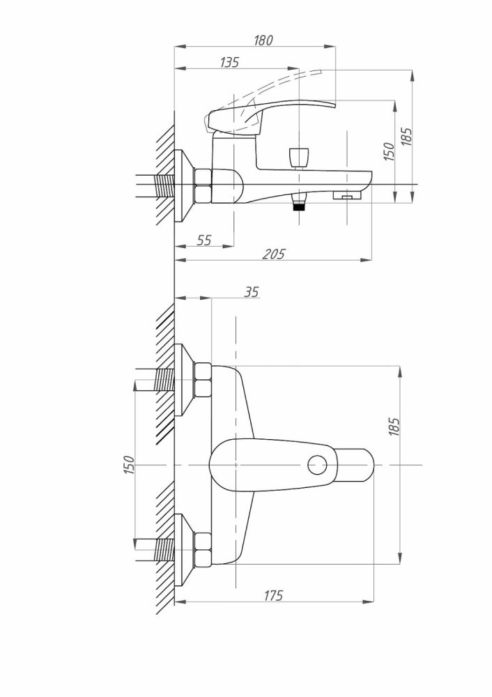 Смеситель для ванны с душем FAUZT FZs-840-115 тип См-ВОРНШлА, артикул FZs-840-115