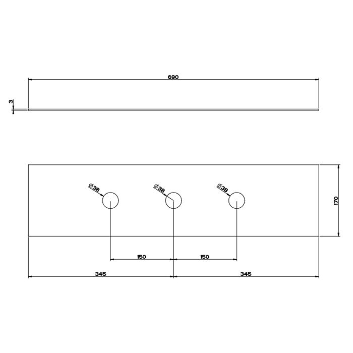 GESSI 316 Пластина на 3 отверстия для монтажного бокса, цвет: brushed black metal pvd