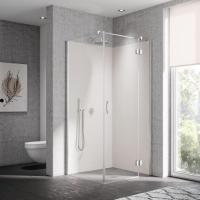 Kermi LIGA  Дверь для угла c неп.частью 960-985х2000, петли справа, серебро+прозрачное стекло+Kermiclean