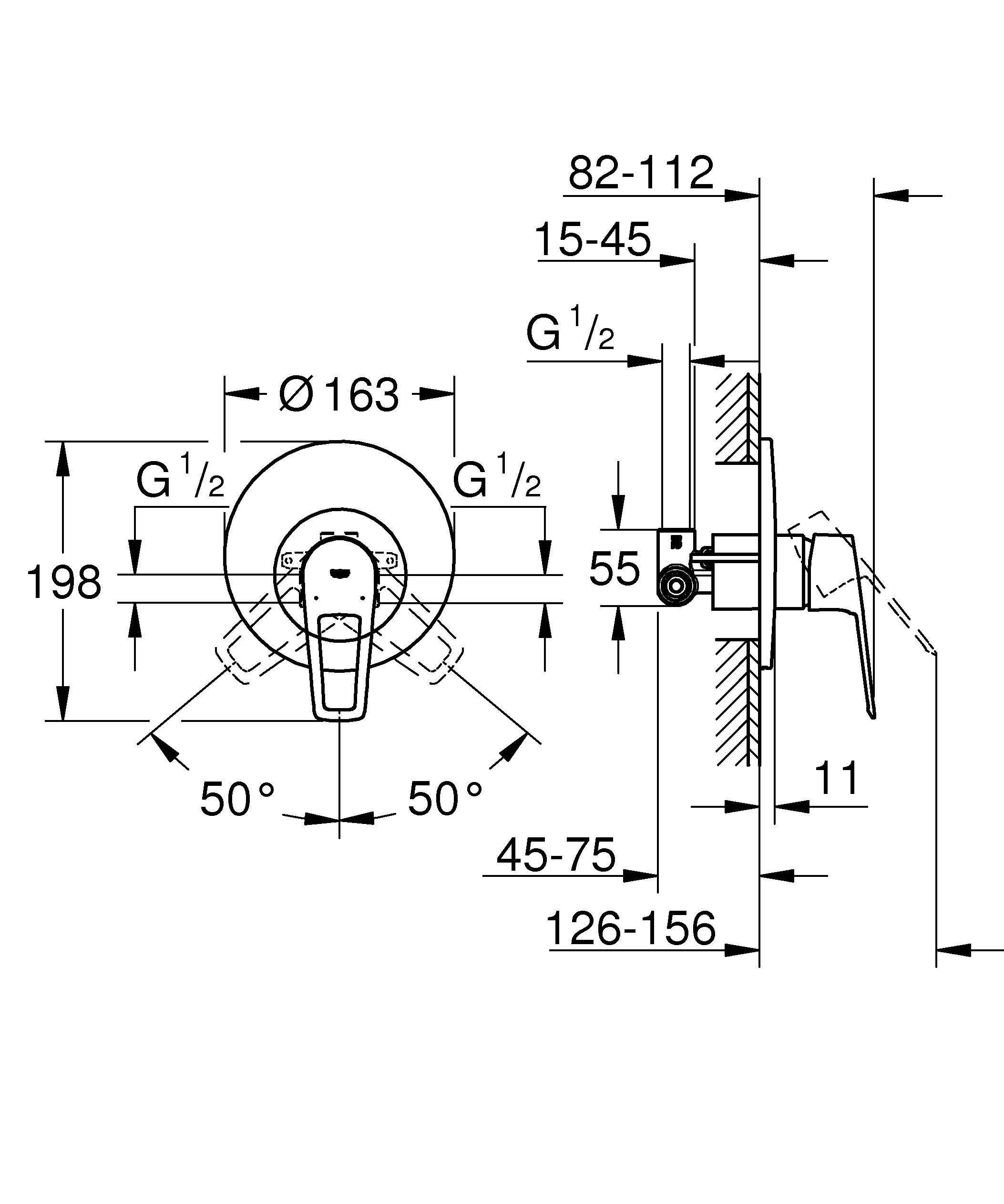 Смеситель для душа GROHE BauLoop однорычажный, хром (29080001)