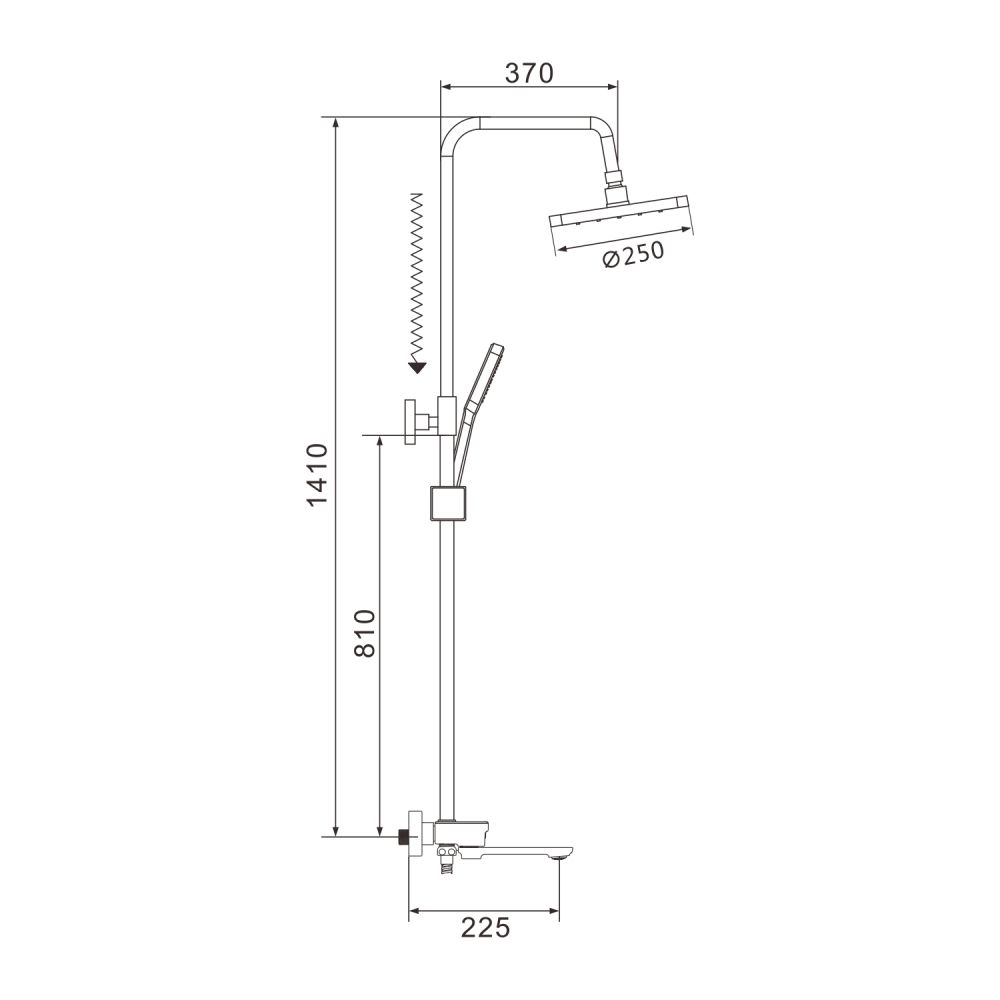 Душевая система Shevanik S4726T, оружейная сталь