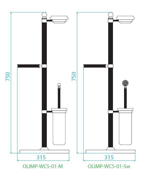 Стойка напольная c держателем туалетной бумаги, щёткой для унитаза и мыльницей CEZARES OLIMP-WCS