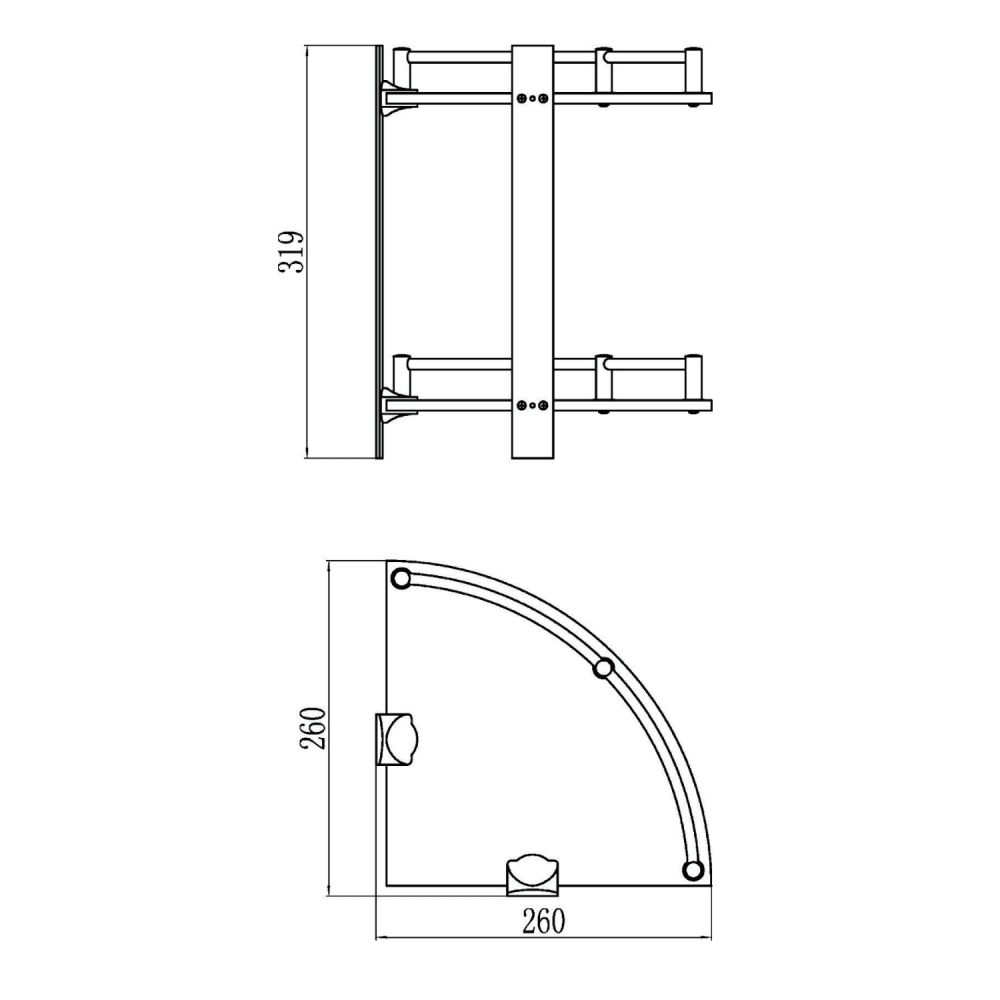 Полка угловая стеклянная Savol S-003021, хром