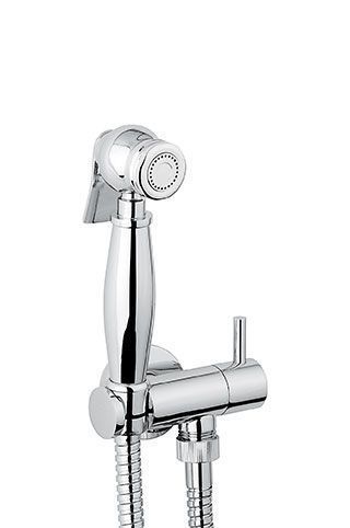 Emmevi, набор гигиенического душа круглой формы с запорным клапаном на холодную воду (без смесителя), цвет хром