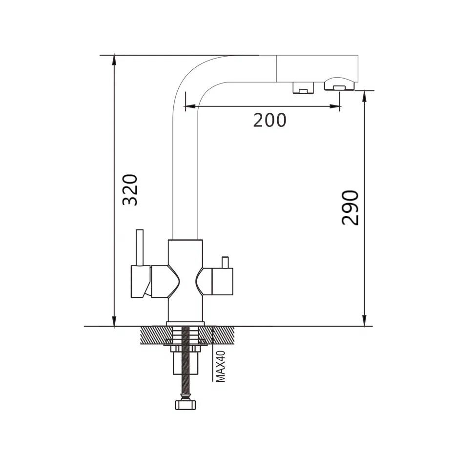 Смеситель для кухни с подключением фильтра Maretti Project Gold PG31RZF15, золотой сатин
