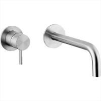 Смеситель для раковины, Cisal, Xion, тип установки-встраиваемый, отверстия для монтажа-2, вынос излива, мм-190, внутренняя часть-есть, цвет-Brushed Stainless Steel