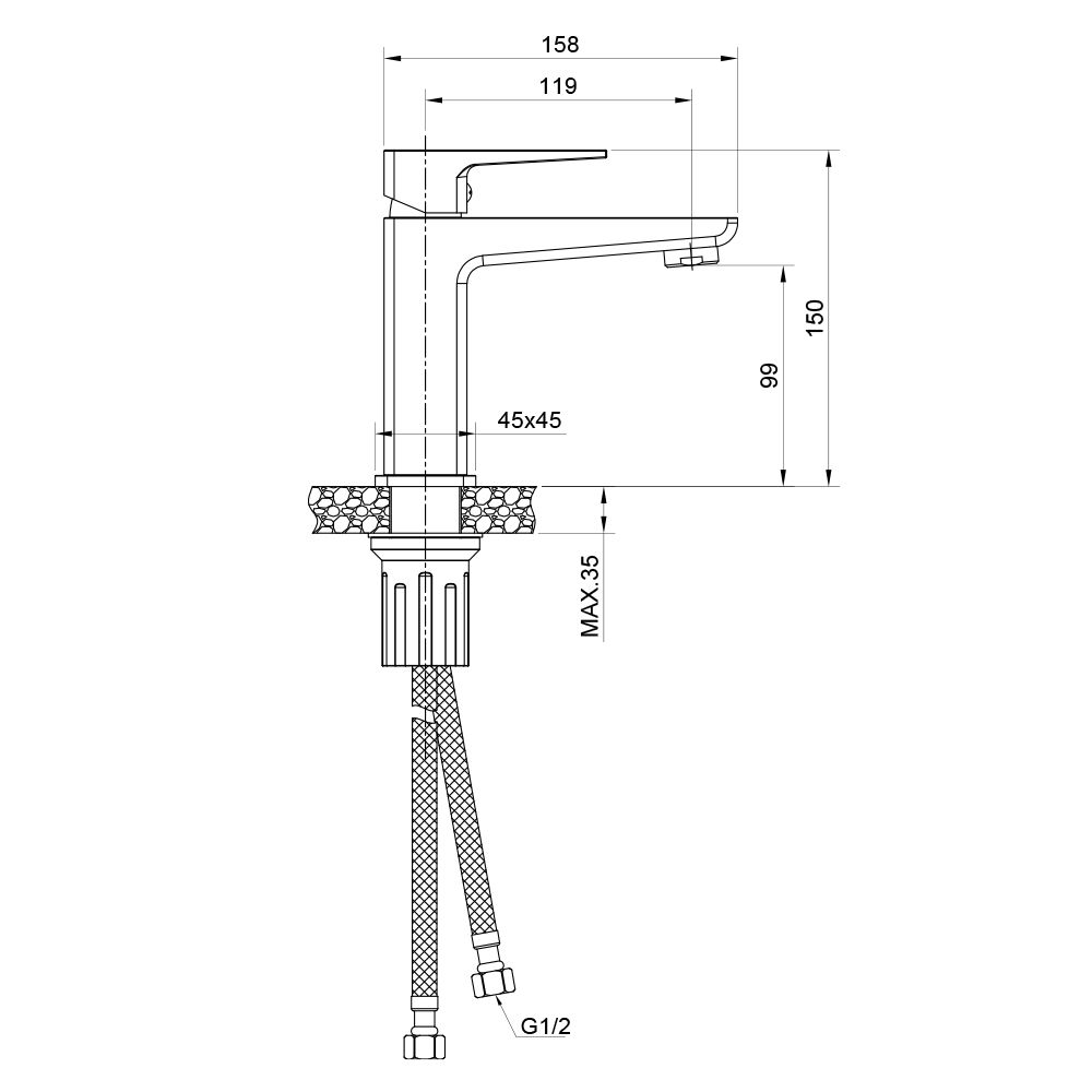 Смеситель для раковины WesnaArt NARCIS NAR06-210BL-25100, черный