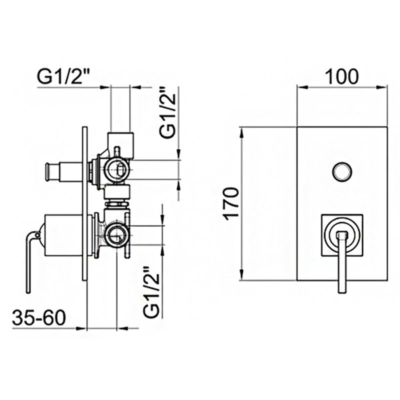 Смеситель для душа встраиваемый Webert Wolo WO860101564, хром/черный