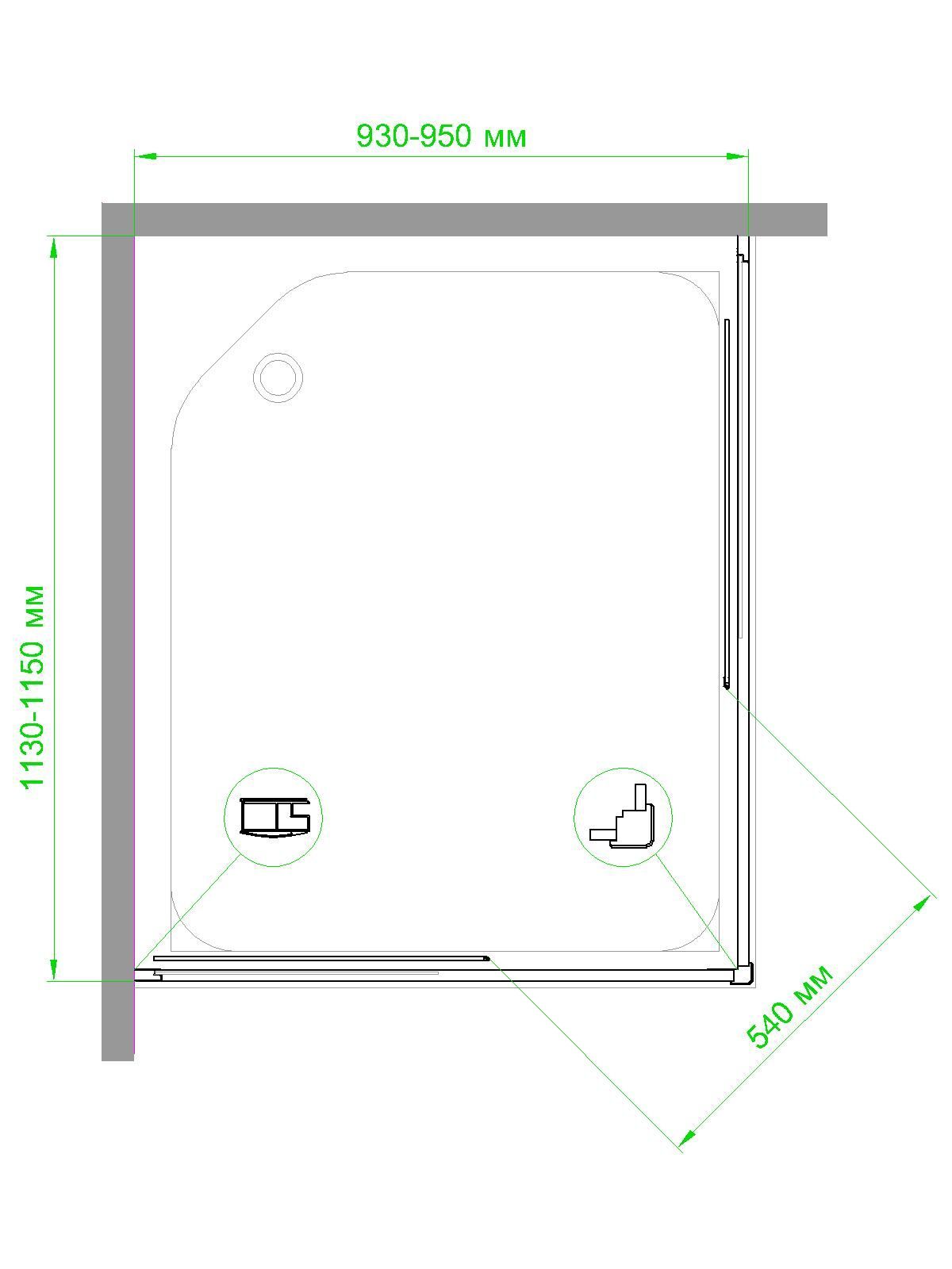 Душевой уголок RB HPD-T 95х115х185 (прозрачное)