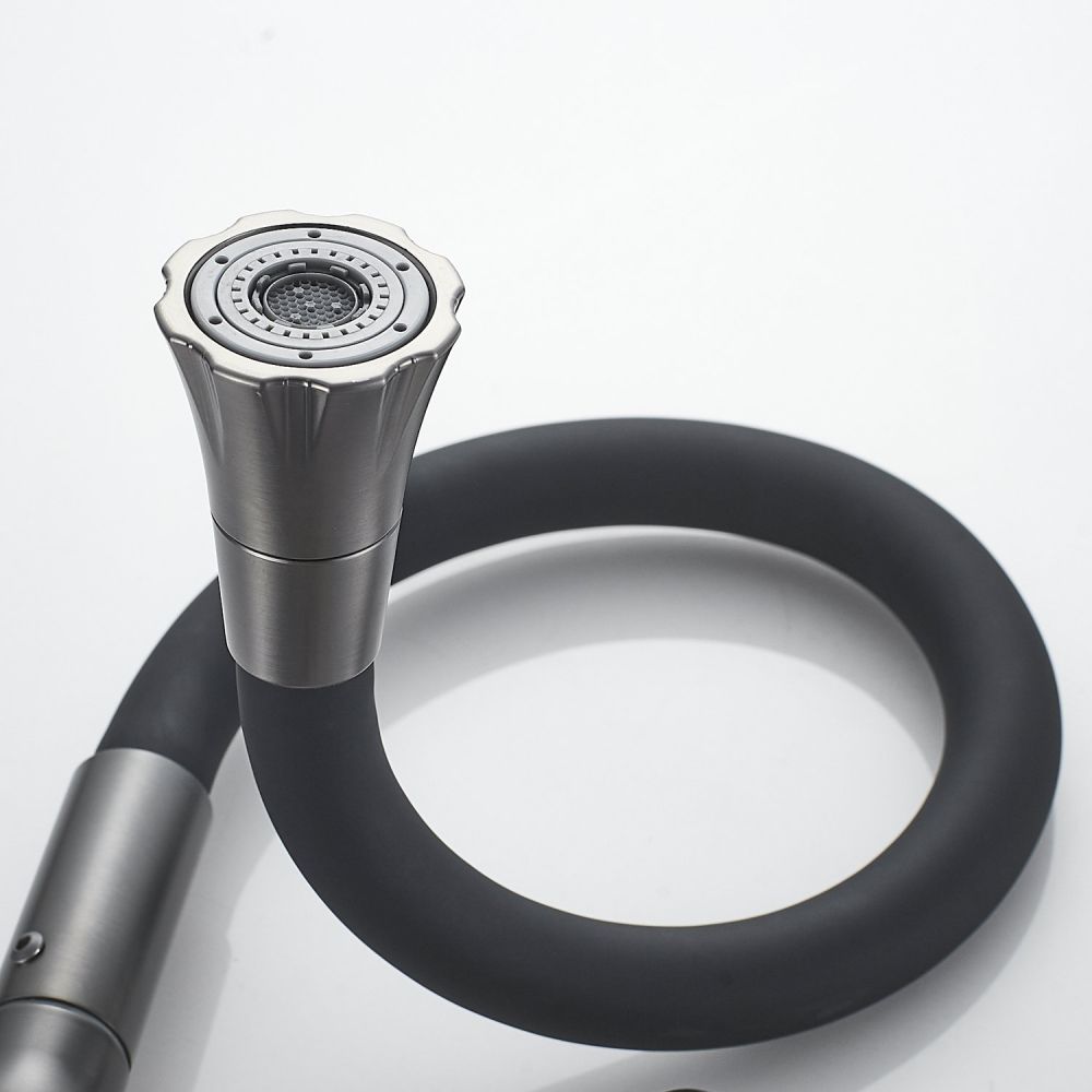 Смеситель для кухни с гибким изливом Raffine F303T-3, оружейная сталь