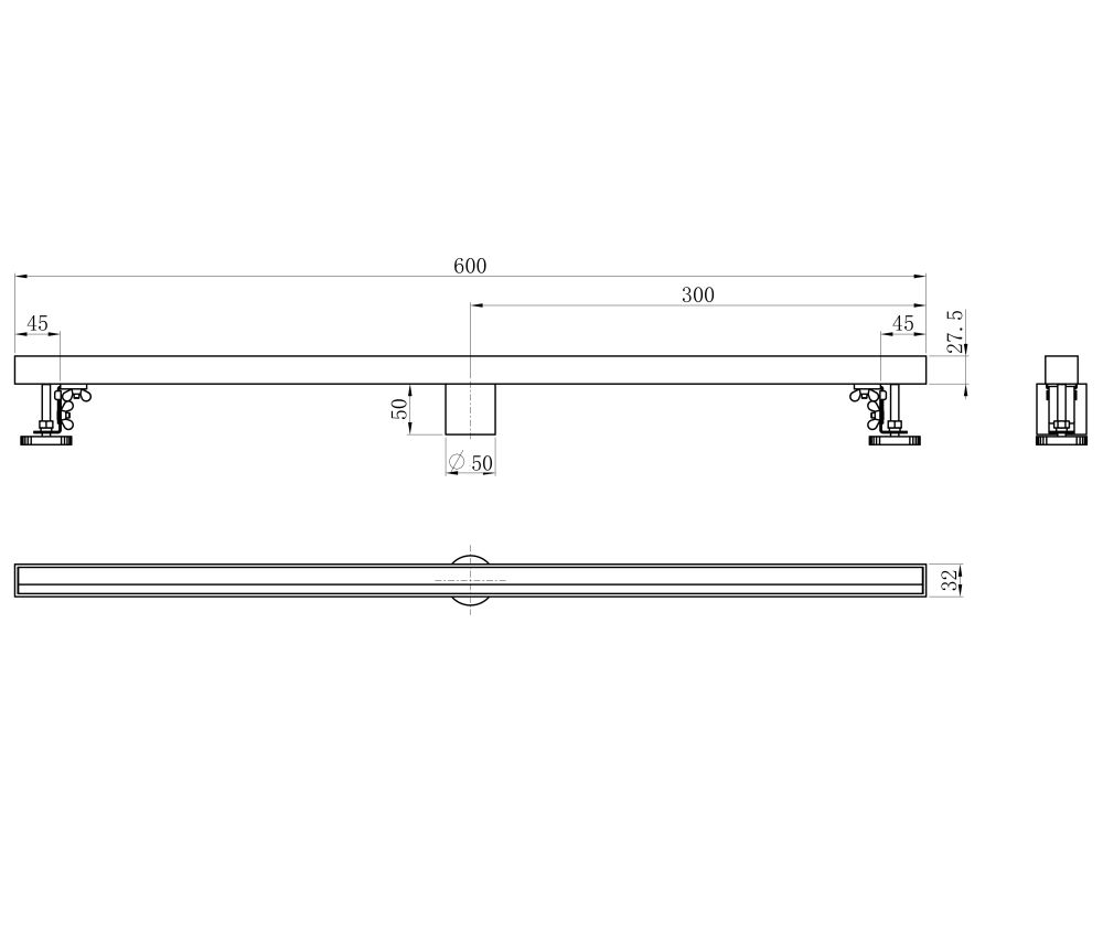 Душевой трап 60 см WONZON & WOGHAND, Темный графит (WW-65406M-GM)
