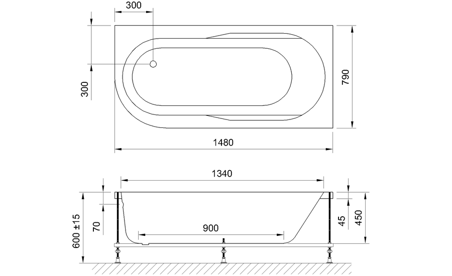 Акриловая ванна Royal Bath AZUR RB614201 150x80x60 R