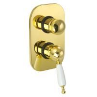 OXFORD См-ль скрытого монтажа моноком., 4-х позиционный с девиатором, ручка белая, золото