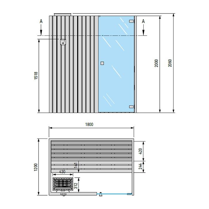 Effegibi Easy Сауна 180х120х200см, цвет: осина натуральная