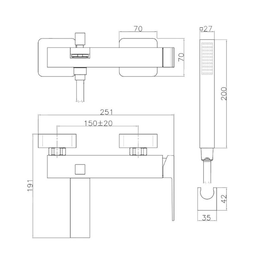 Смеситель для ванны Webert Pegaso PE850101560, черный
