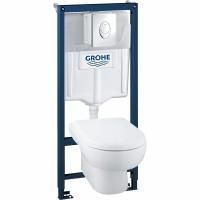 Комплект унитаза с инсталляцией Grohe Solido 39191000 с сиденьем Микролифт с клавишей смыва Хром Комплект унитаза с инсталляцией Grohe Solido 39191000 с сиденьем Микролифт с клавишей смыва Хром