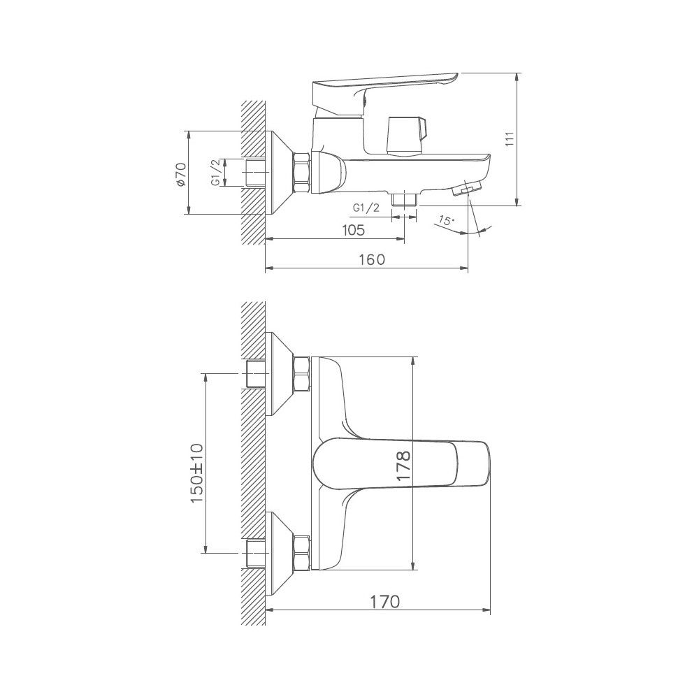 Смеситель для ванны D-Lin D130370, хром