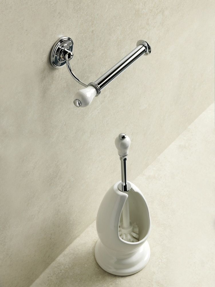 Stil Haus Nemi, напольный керамический ёрш, цвет хром - белая керамика