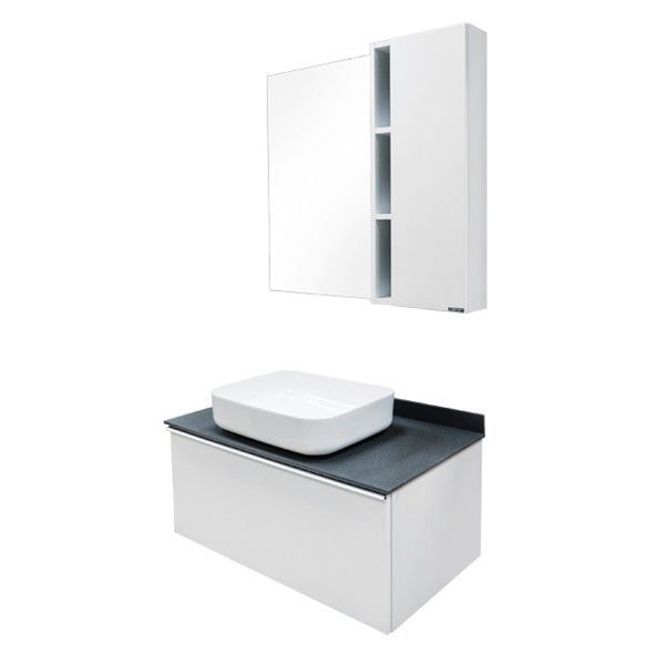 Зеркало со шкафом Comforty Милан 90 4137130 Белый глянец