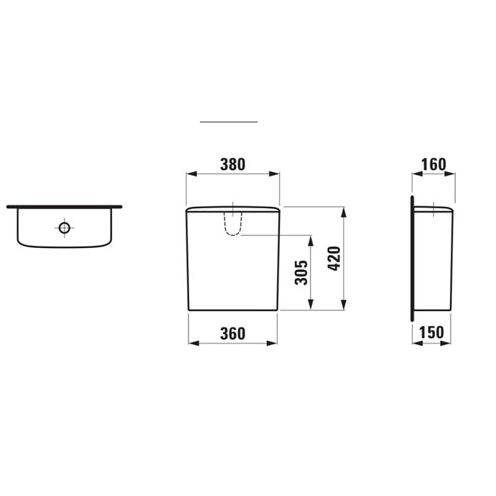 Сливной бачок, Laufen, Palaсe, подключение воды-сбоку сзади, цвет-белый