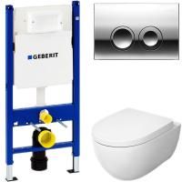 Комплект унитаза AM.PM Awe C111738SC с инсталляцией Geberit Duofix Delta UP100 458.124.21.1 с сиденьем Микролифт и клавишей смыва Хром Комплект унитаза AM.PM Awe C111738SC с инсталляцией Geberit Duofix Delta UP100 458.124.21.1 с сиденьем Микролифт и клавишей смыва Хром