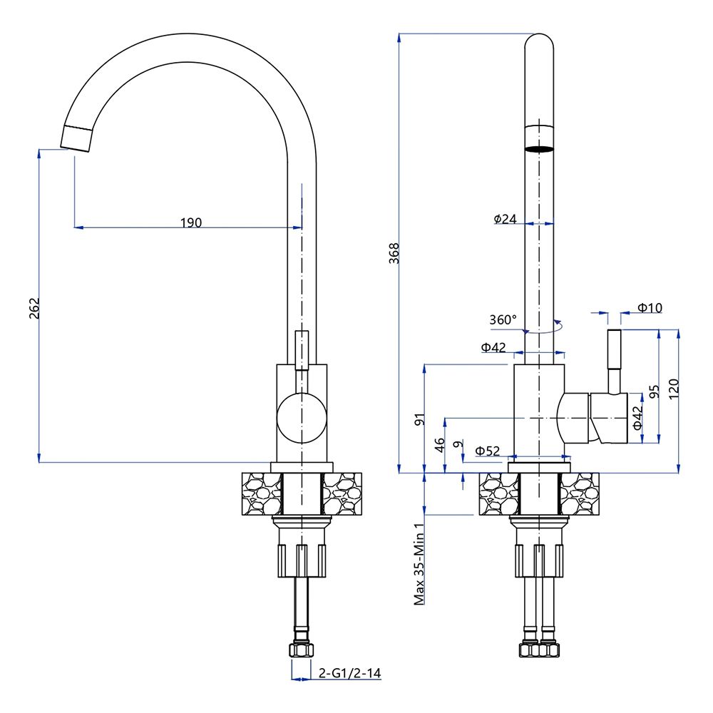 Смеситель для кухни GranFest Z-5410, серый